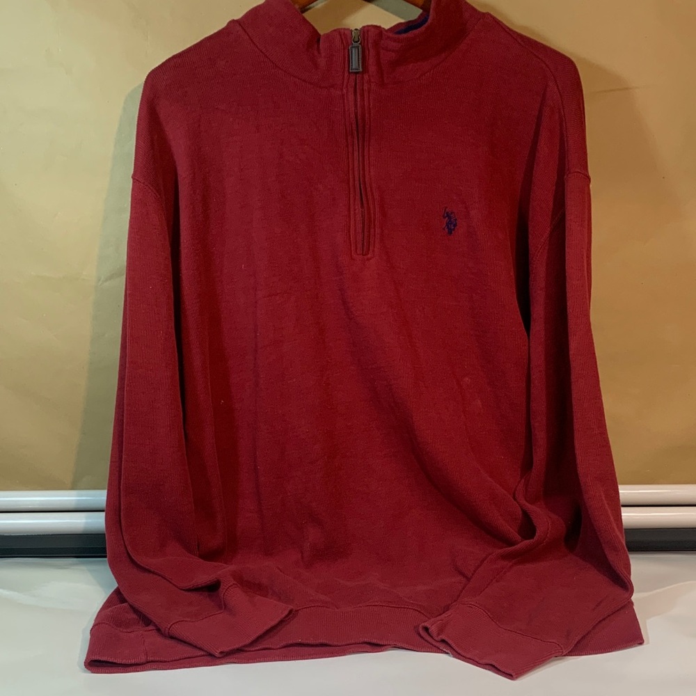U. S. Polo Assn. 2XLT Red Burgundy Half-Zip Pullover Sweater